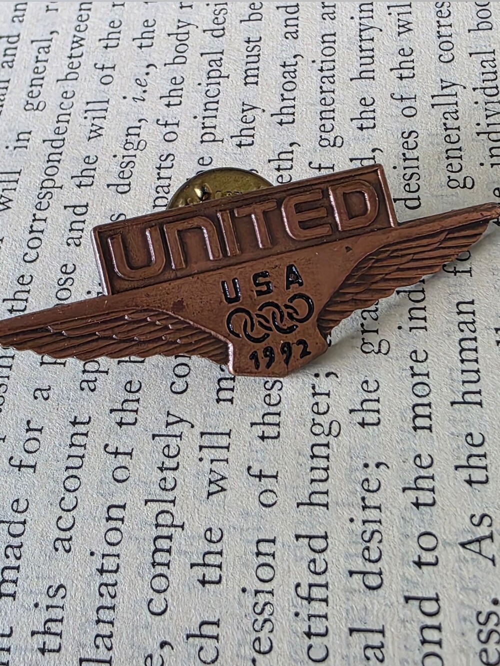 1992 Olympic Edition United Airlines USA Olympic Wings Pin USOC Aviation Vintage